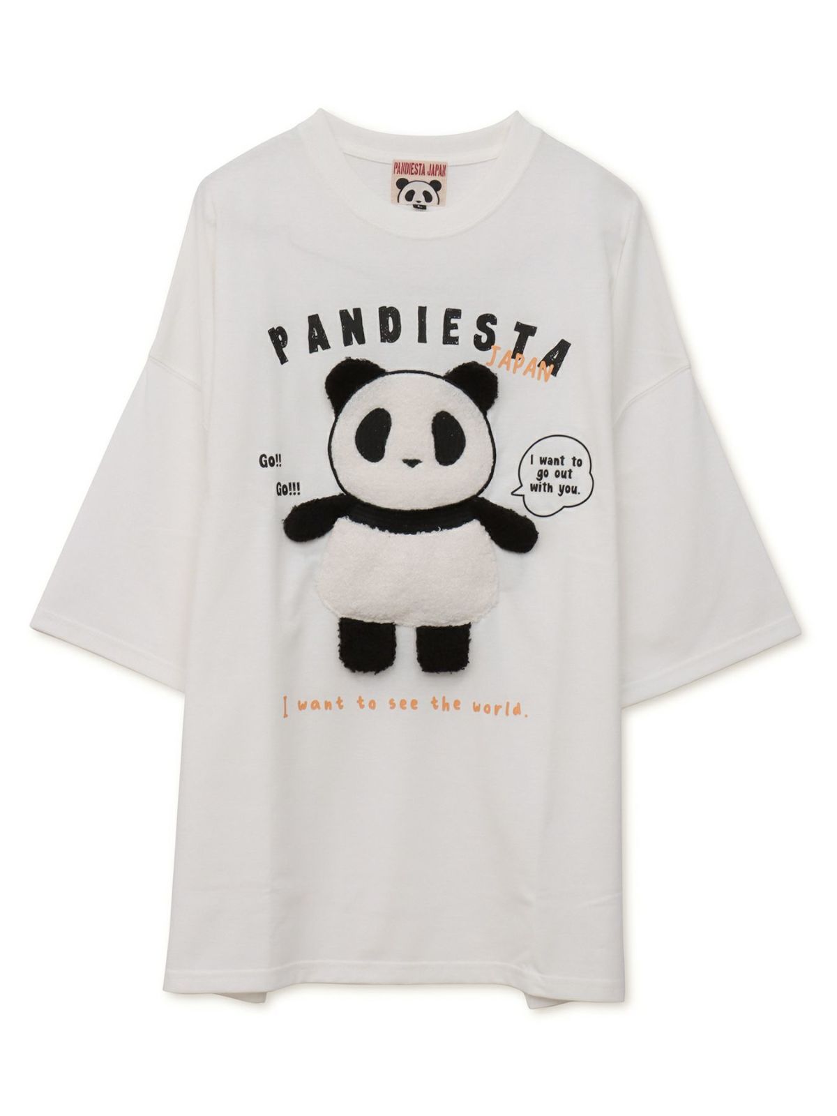 【PANDIESTA JAPAN】ぬいぐるみ風アップリケBIGシルエットTシャツ