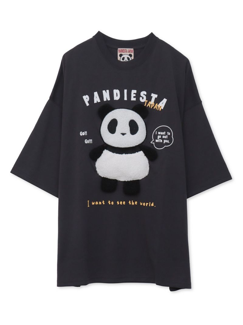 【PANDIESTA JAPAN】ぬいぐるみ風アップリケBIGシルエットTシャツ