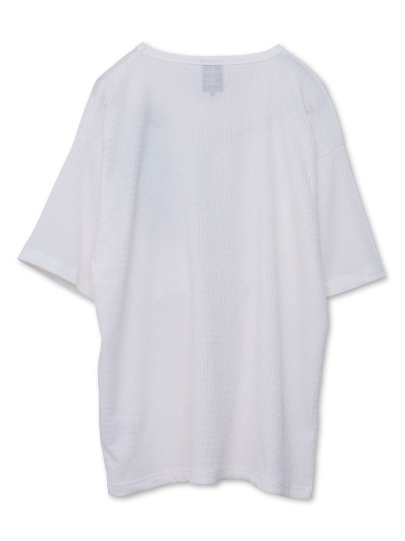 【雅結】桜刺繍 楊柳生地VネックTシャツ