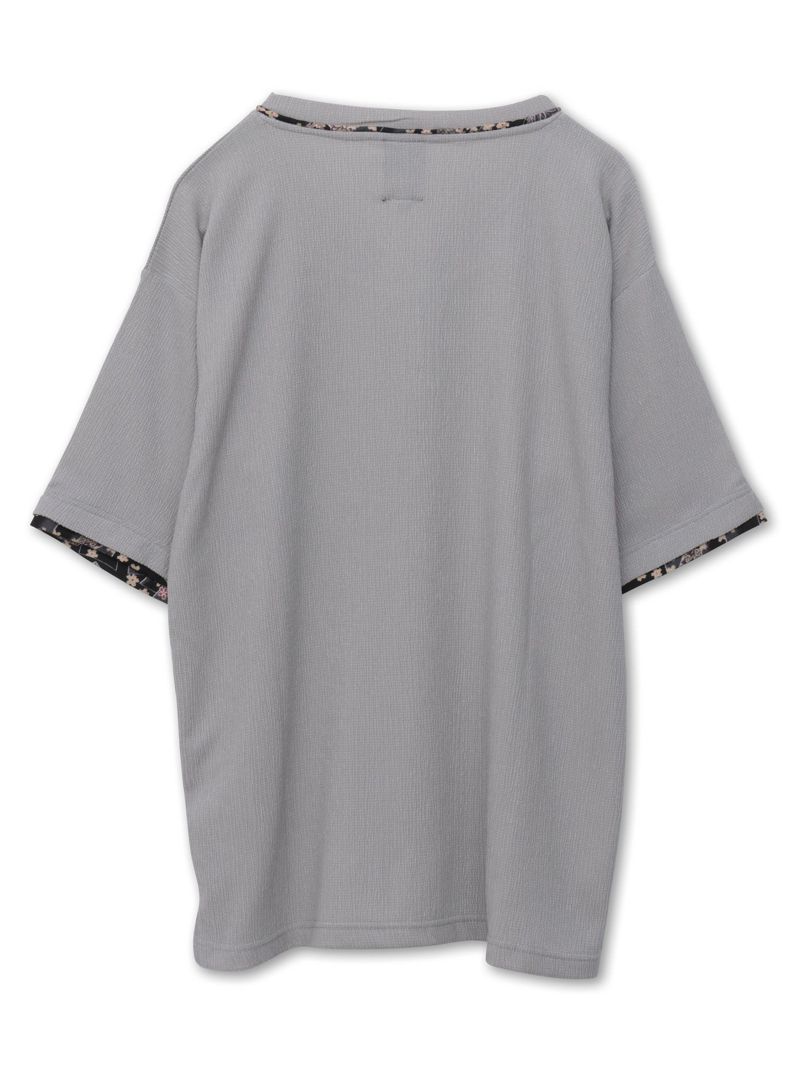 【雅結】和生地遣いY字ヘンリーネックTシャツ