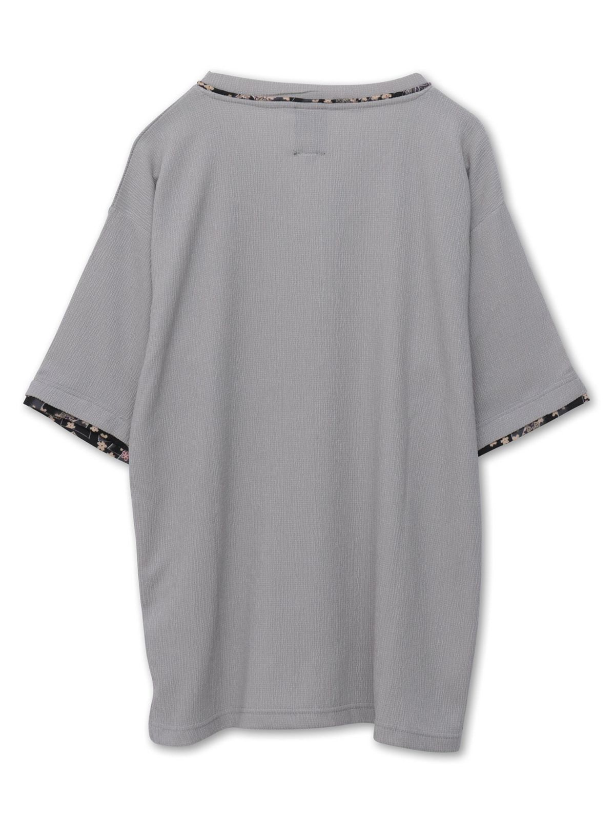 【雅結】和生地遣いY字ヘンリーネックTシャツ