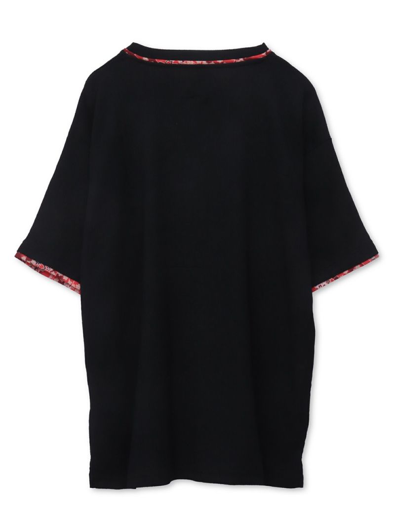 【雅結】和生地遣いY字ヘンリーネックTシャツ