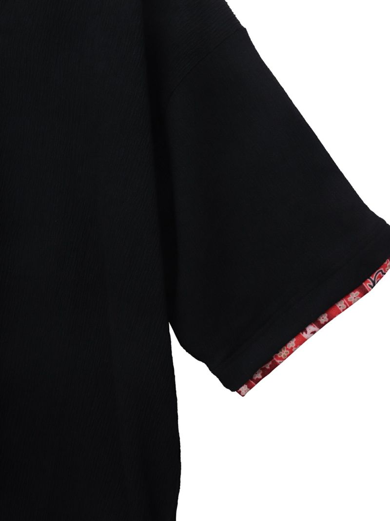 【雅結】和生地遣いY字ヘンリーネックTシャツ