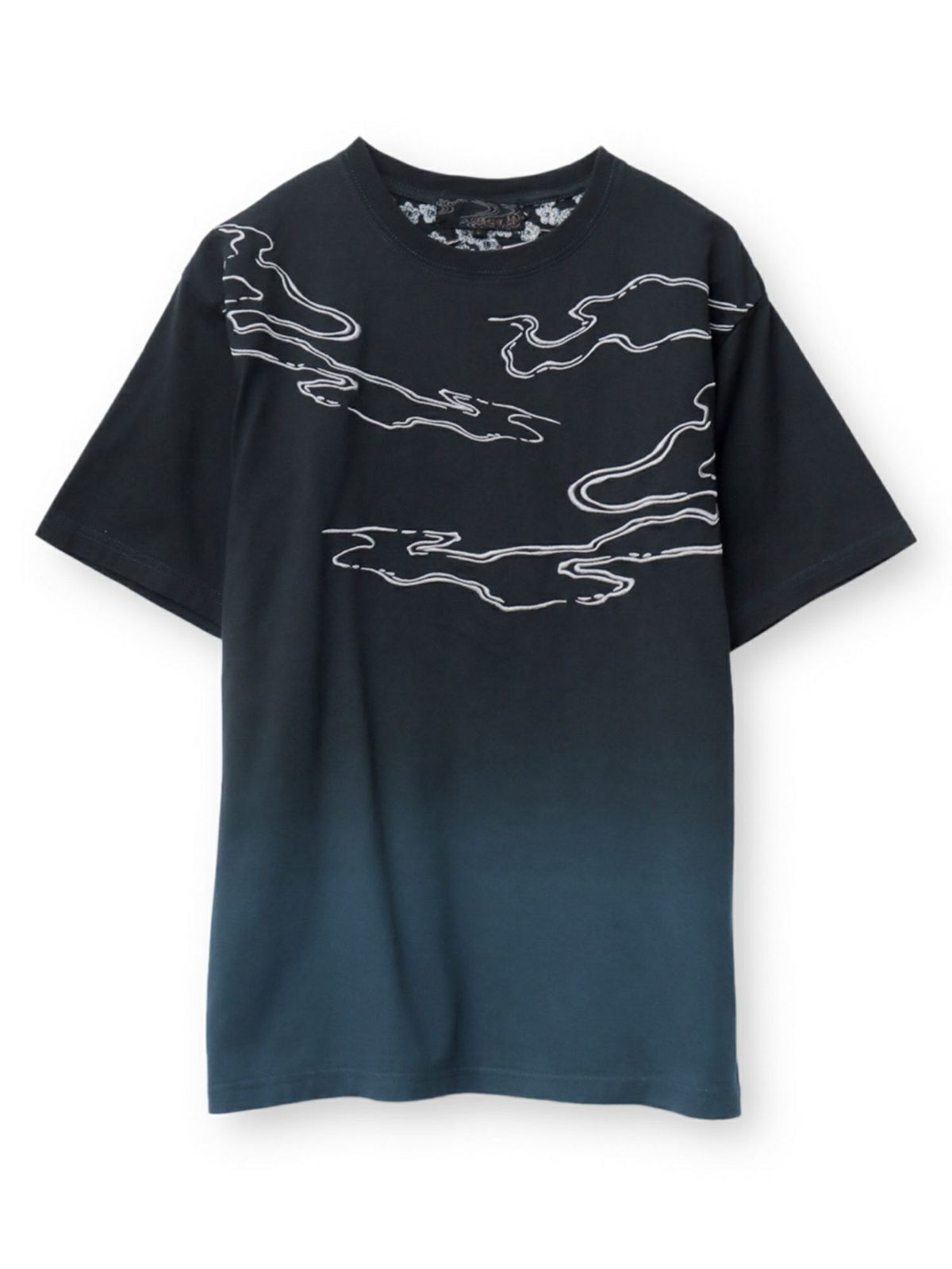 【絡繰魂・粋】“枝垂れ桜と九尾の狐”総刺繍 段染めグラデーションTシャツ