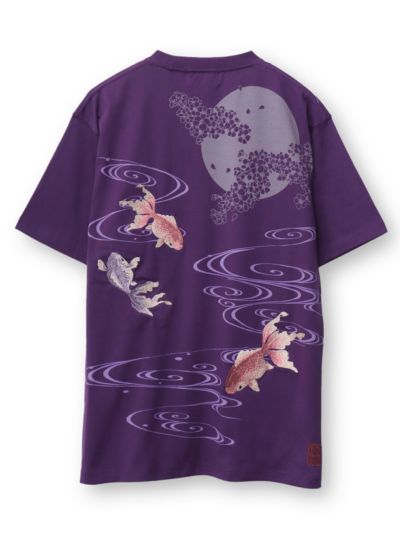 【絡繰魂】<br>“夜桜金魚”刺繍入りTシャツ