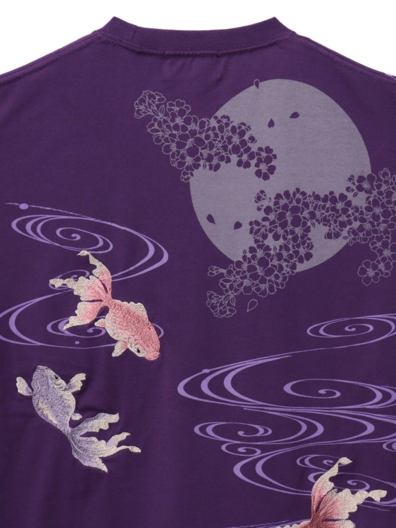 【絡繰魂】“夜桜金魚”刺繍入りTシャツ