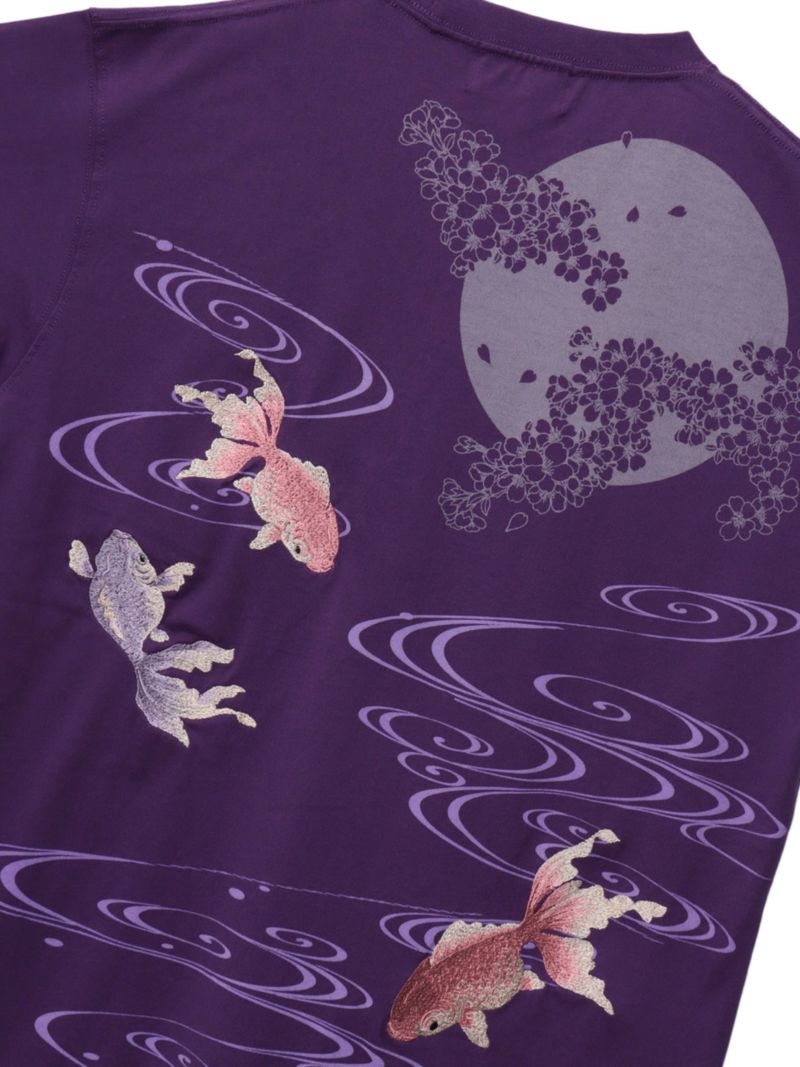 【絡繰魂】“夜桜金魚”刺繍入りTシャツ