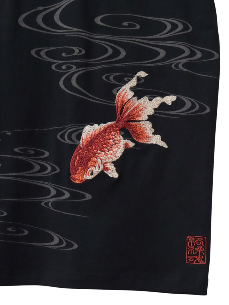 【絡繰魂】“夜桜金魚”刺繍入りTシャツ