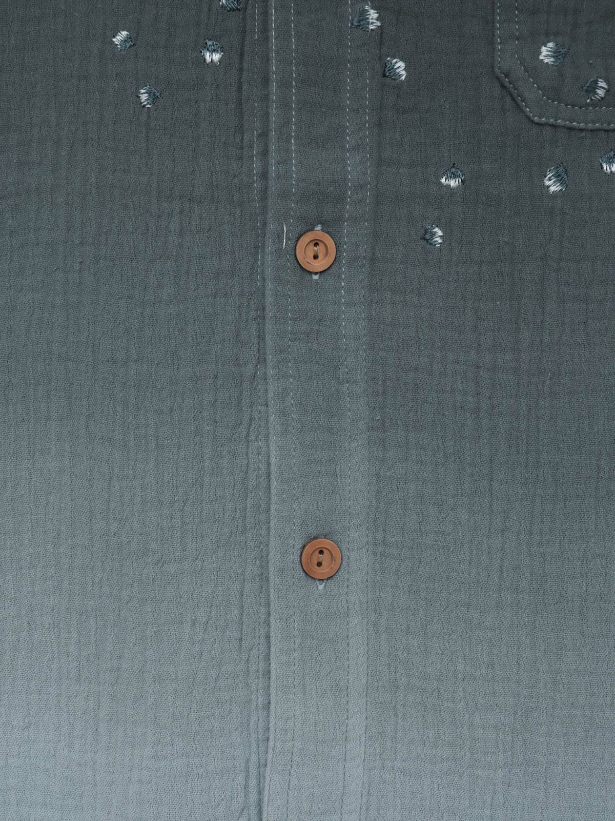 【絡繰魂】“夜桜”総刺繍ガーゼ素材 段染めグラデーション半袖シャツ