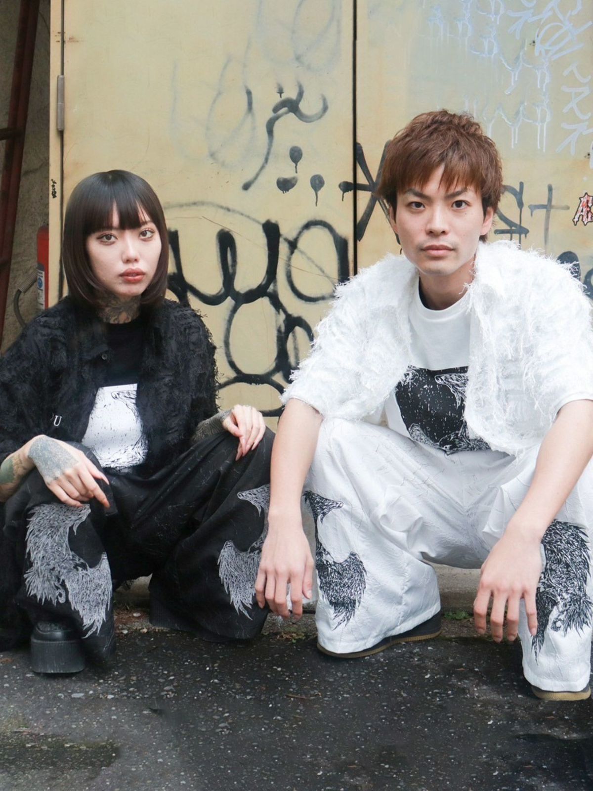 【DAKU】カラス刺繍シアー素材 半袖シャギーシャツ