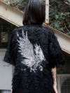 【DAKU】カラス刺繍シアー素材 半袖シャギーシャツ