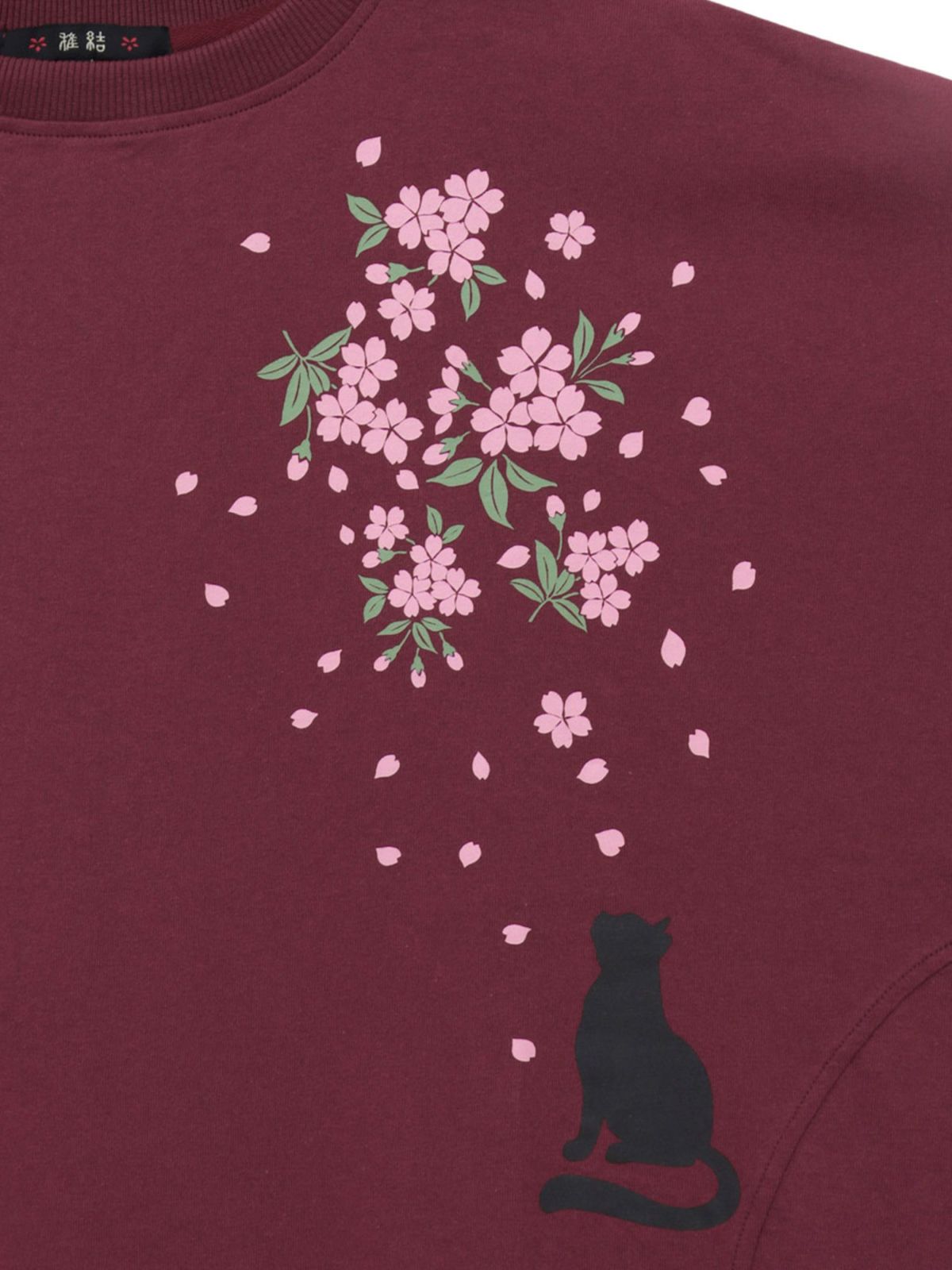 【雅結】桜と猫プリント ドルマンプルオーバー