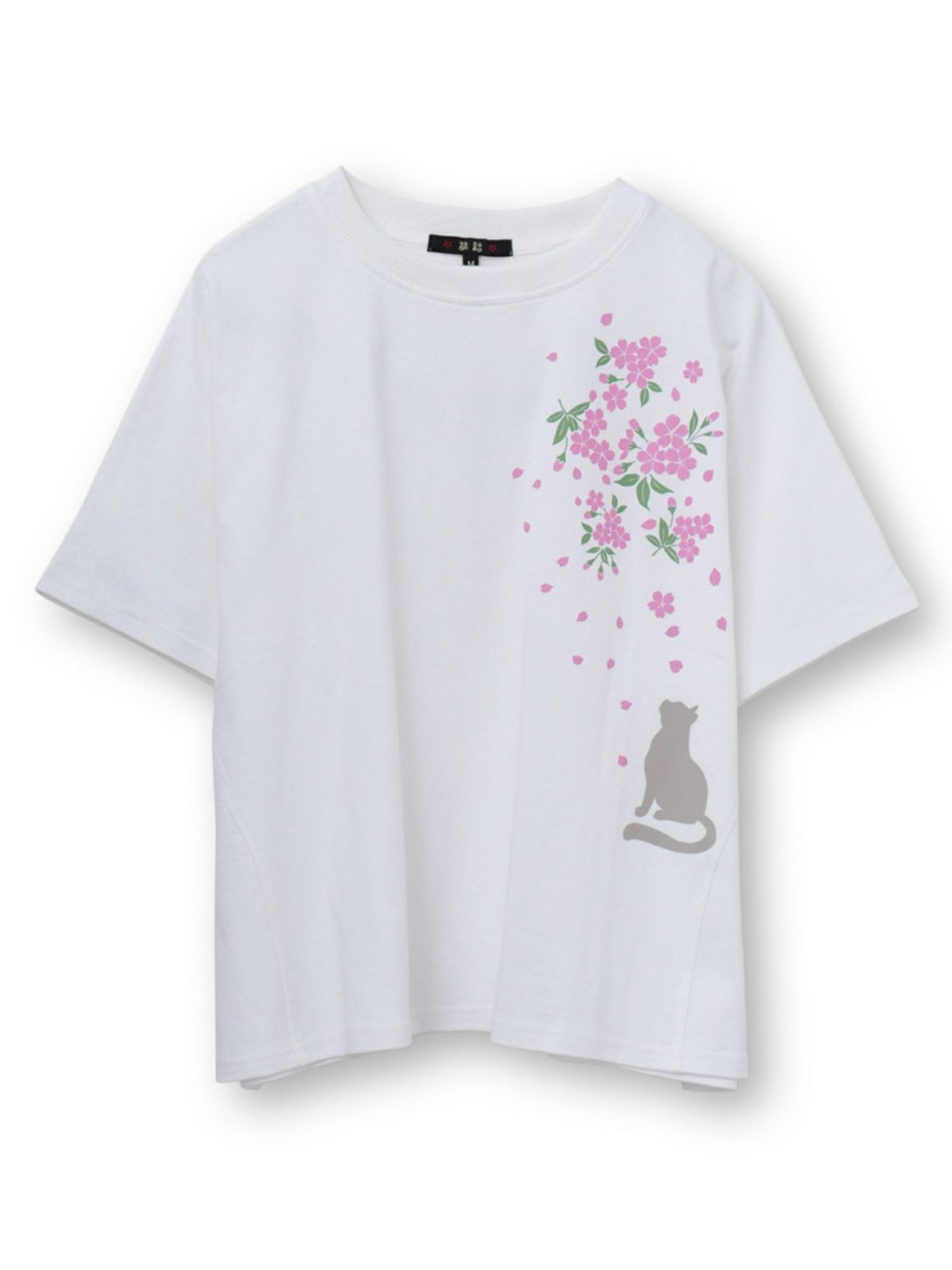 【雅結】桜と猫プリント ドルマンプルオーバー