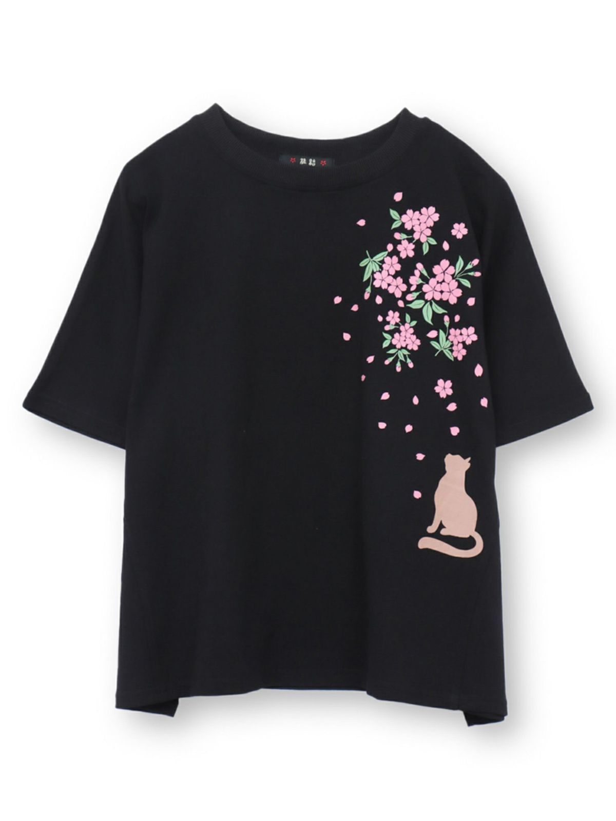 【雅結】桜と猫プリント ドルマンプルオーバー