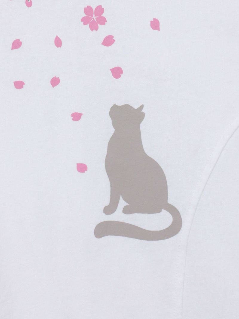 【雅結】桜と猫プリント ドルマンプルオーバー