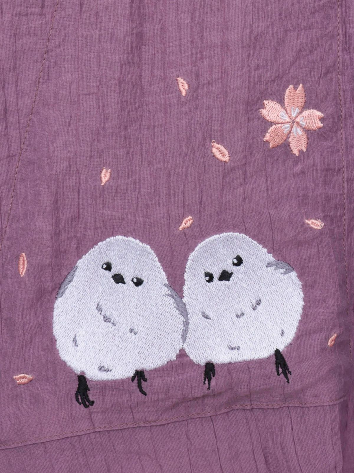 【雅結】桜とシマエナガ刺繍 シアー素材ブラウスパーカー