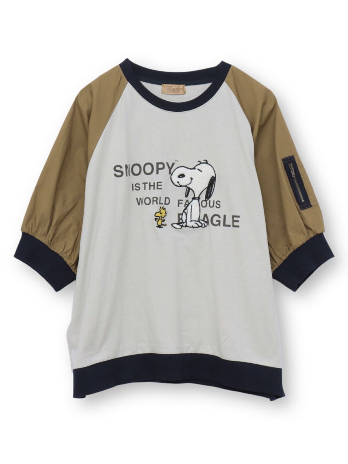 【JUICY×PEANUTS】“VINTAGE SNOOPY”サガラ刺繍 袖切替Tシャツ〔別注〕