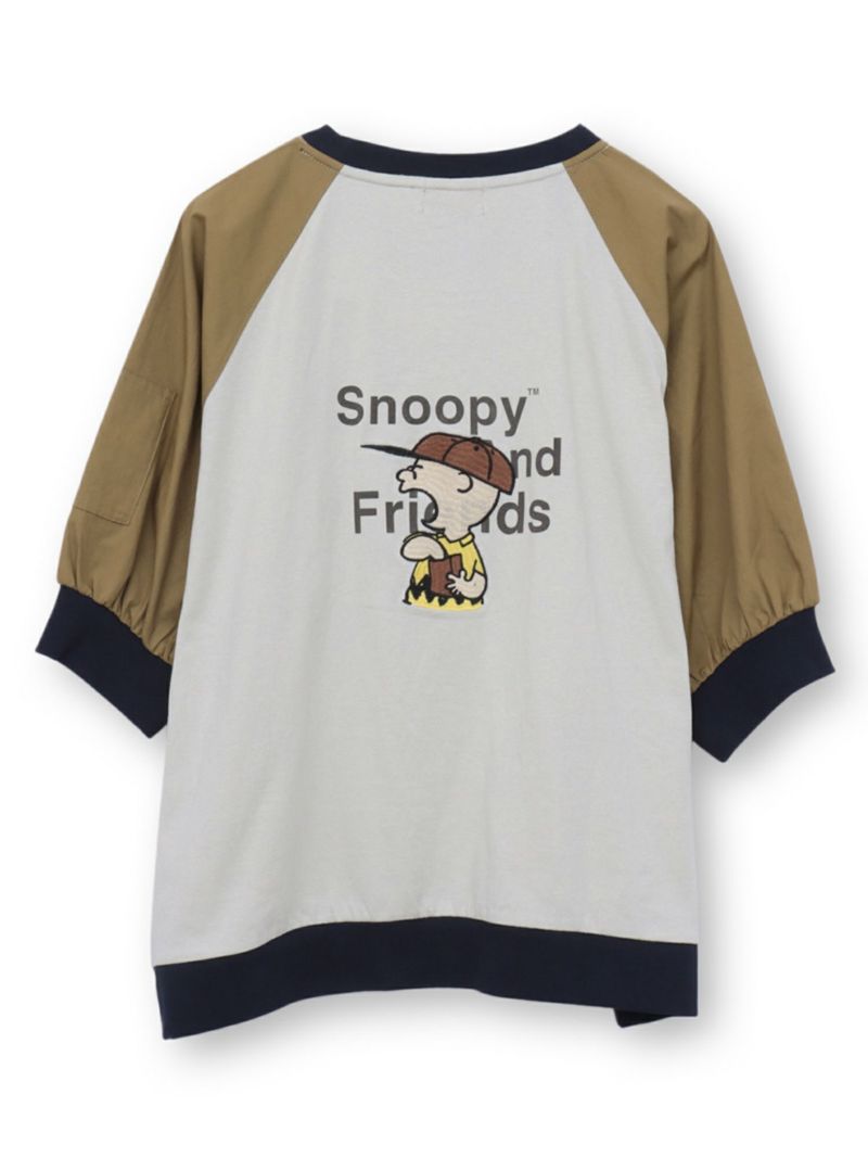 【JUICY×PEANUTS】“VINTAGE SNOOPY”サガラ刺繍 袖切替Tシャツ〔別注〕