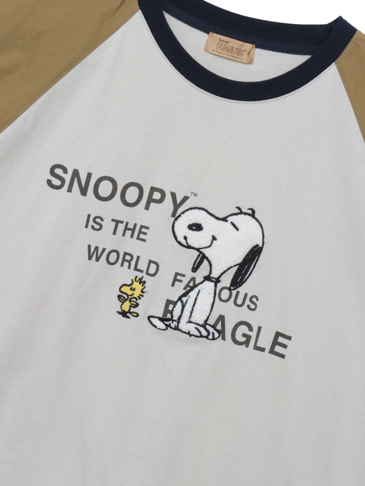【JUICY×PEANUTS】“VINTAGE SNOOPY”サガラ刺繍 袖切替Tシャツ〔別注〕