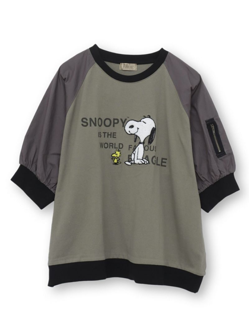 【JUICY×PEANUTS】“VINTAGE SNOOPY”サガラ刺繍 袖切替Tシャツ〔別注〕