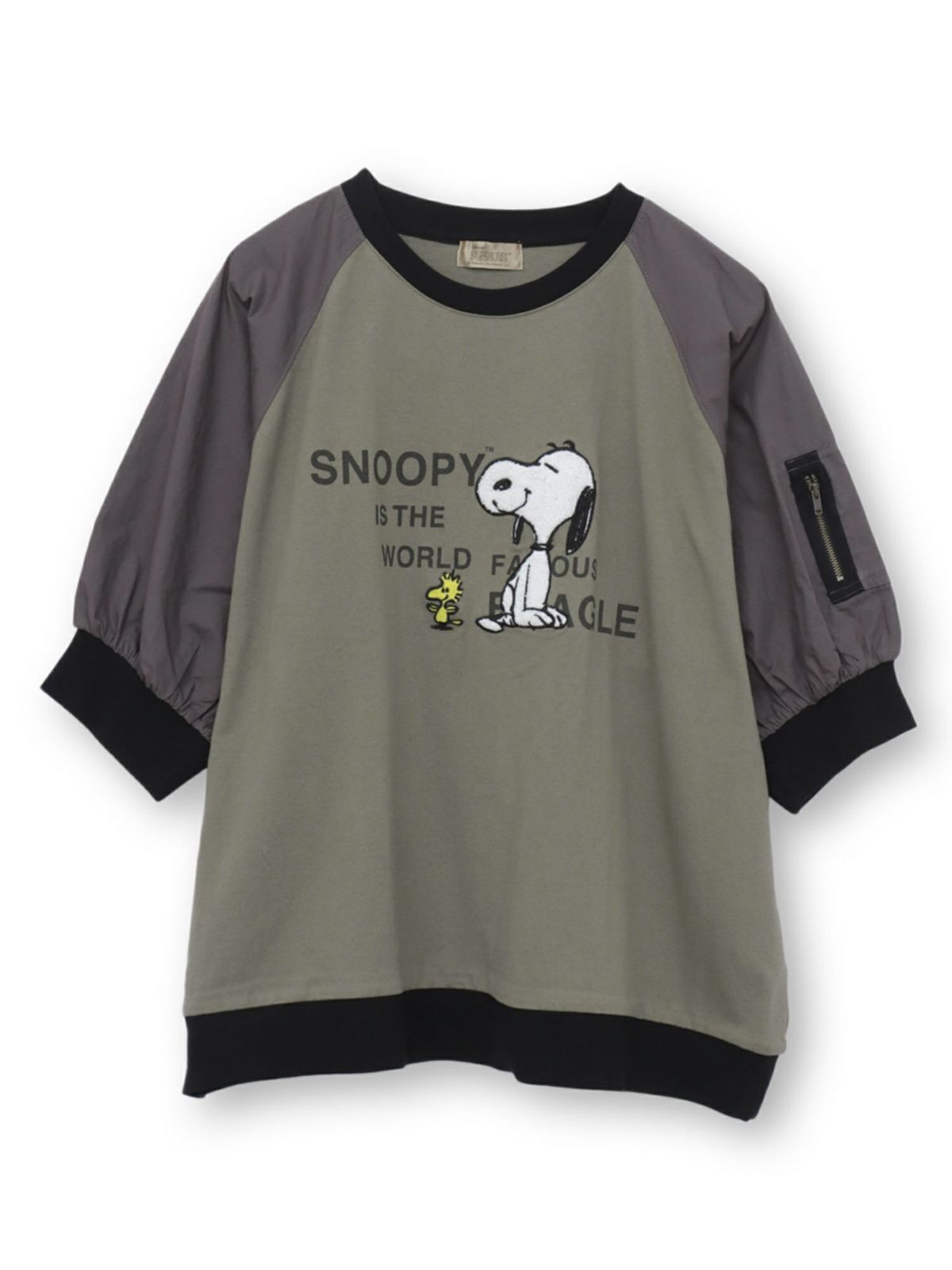 【JUICY×PEANUTS】“VINTAGE SNOOPY”サガラ刺繍 袖切替Tシャツ〔別注〕