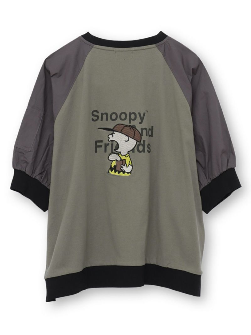 【JUICY×PEANUTS】“VINTAGE SNOOPY”サガラ刺繍 袖切替Tシャツ〔別注〕