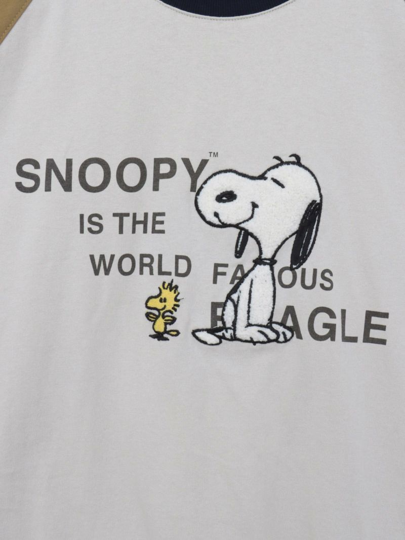 【JUICY×PEANUTS】“VINTAGE SNOOPY”サガラ刺繍 袖切替Tシャツ〔別注〕