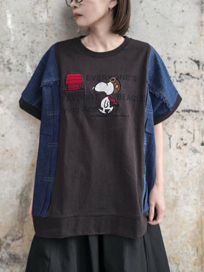 【JUICY×PEANUTS】<br>トラッカー風タック遣い デニム切替プルオーバー〔別注〕