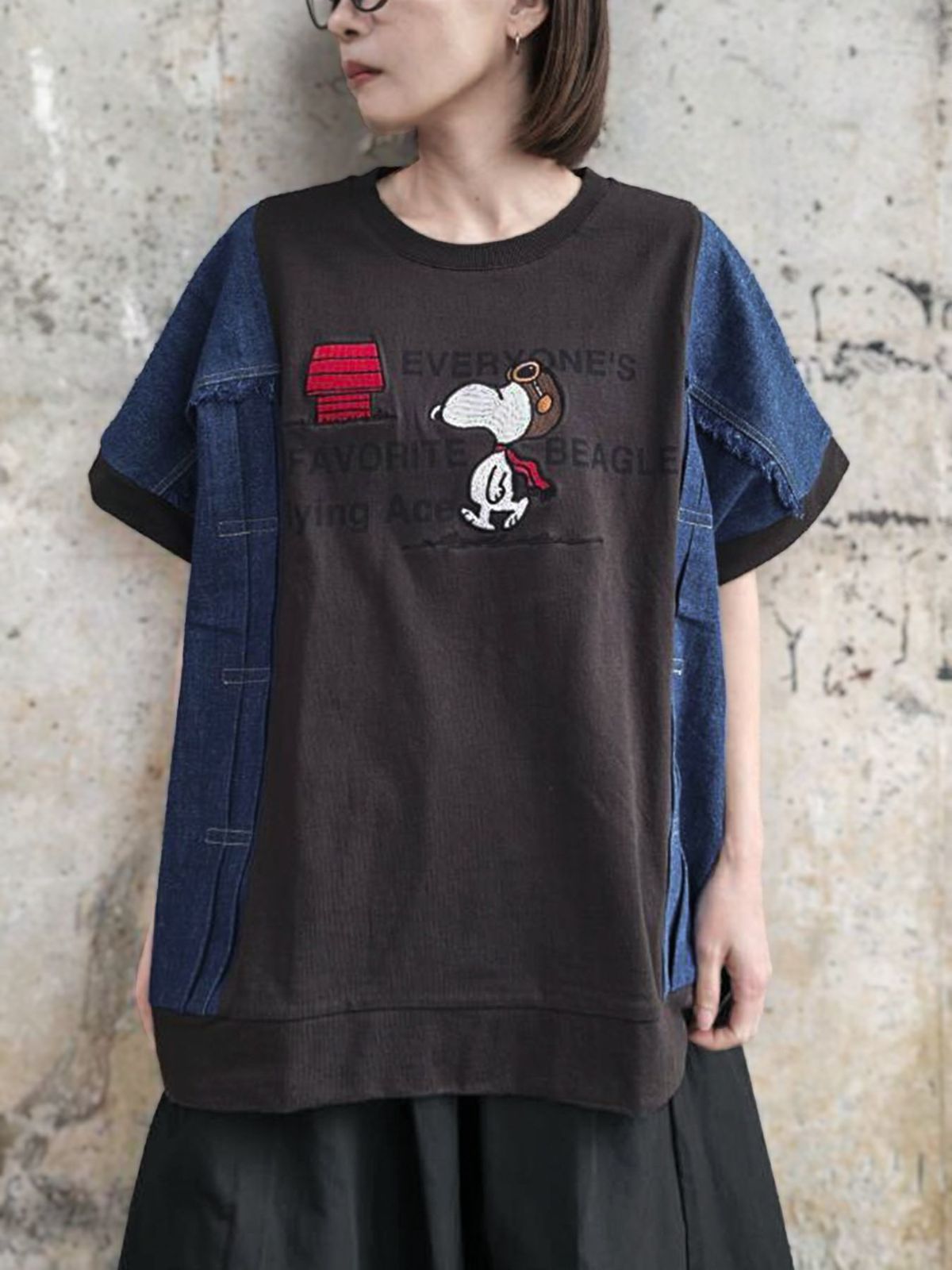 【JUICY×PEANUTS】トラッカー風タック遣い デニム切替プルオーバー〔別注〕