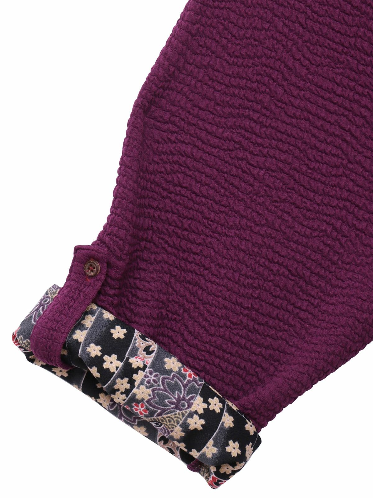 【雅結】菊刺繍ふくれジャガード素材 和生地遣い7分袖ZIPパーカー