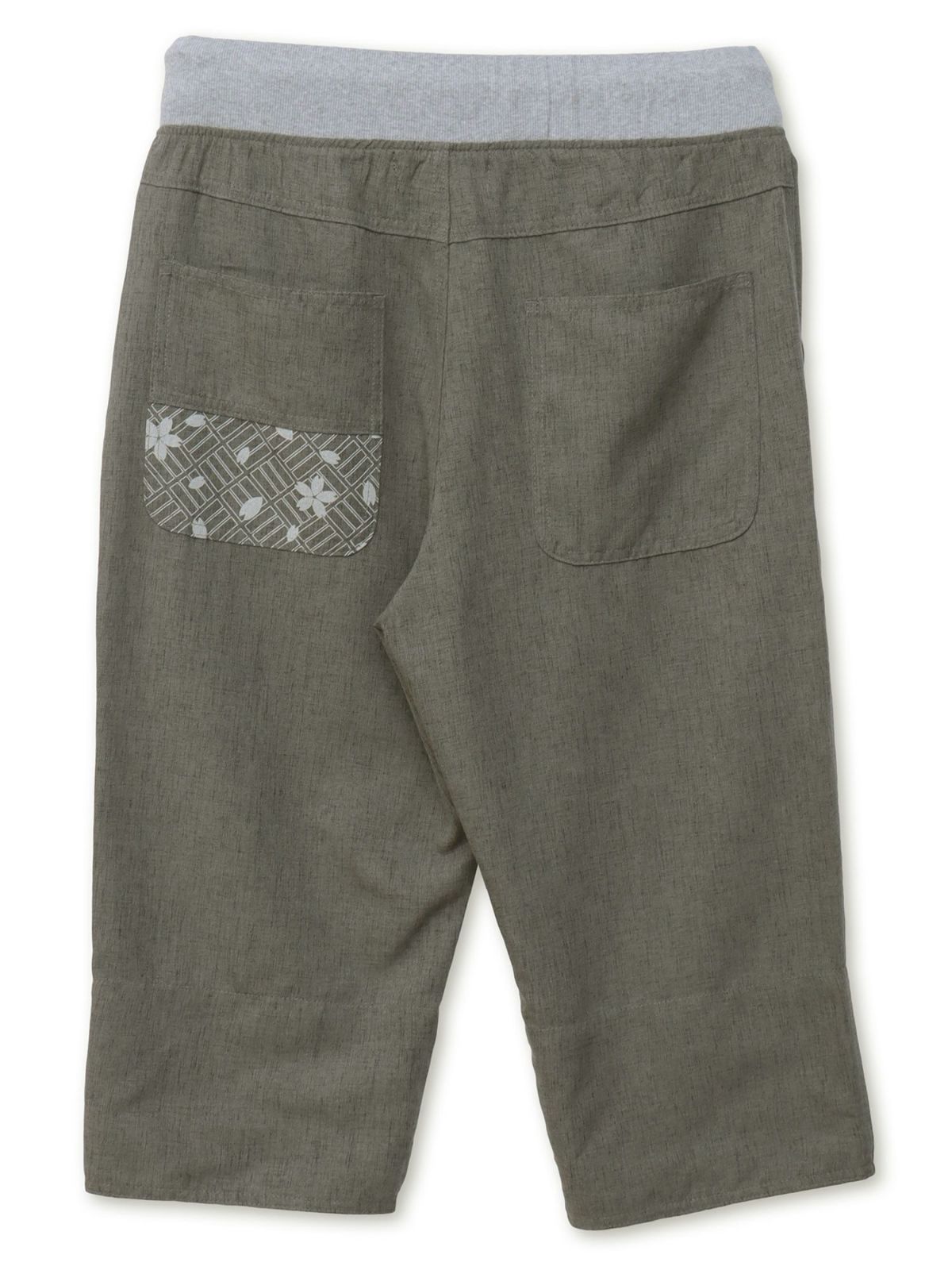 【雅結】桜唐草刺繍シャンブレー素材クロップドパンツ