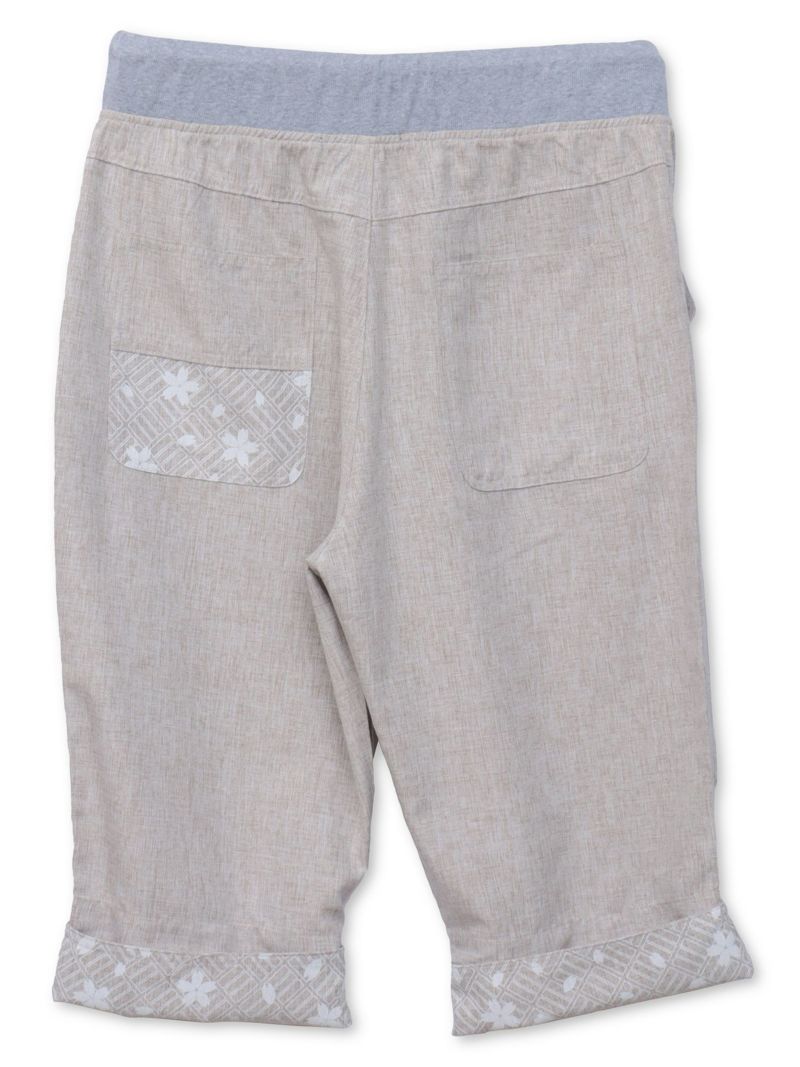 【雅結】桜唐草刺繍シャンブレー素材クロップドパンツ