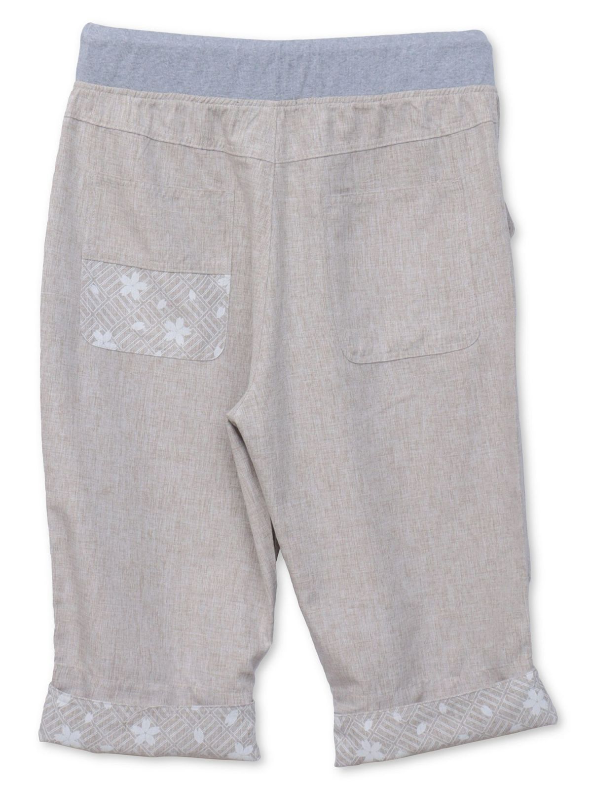 【雅結】桜唐草刺繍シャンブレー素材クロップドパンツ