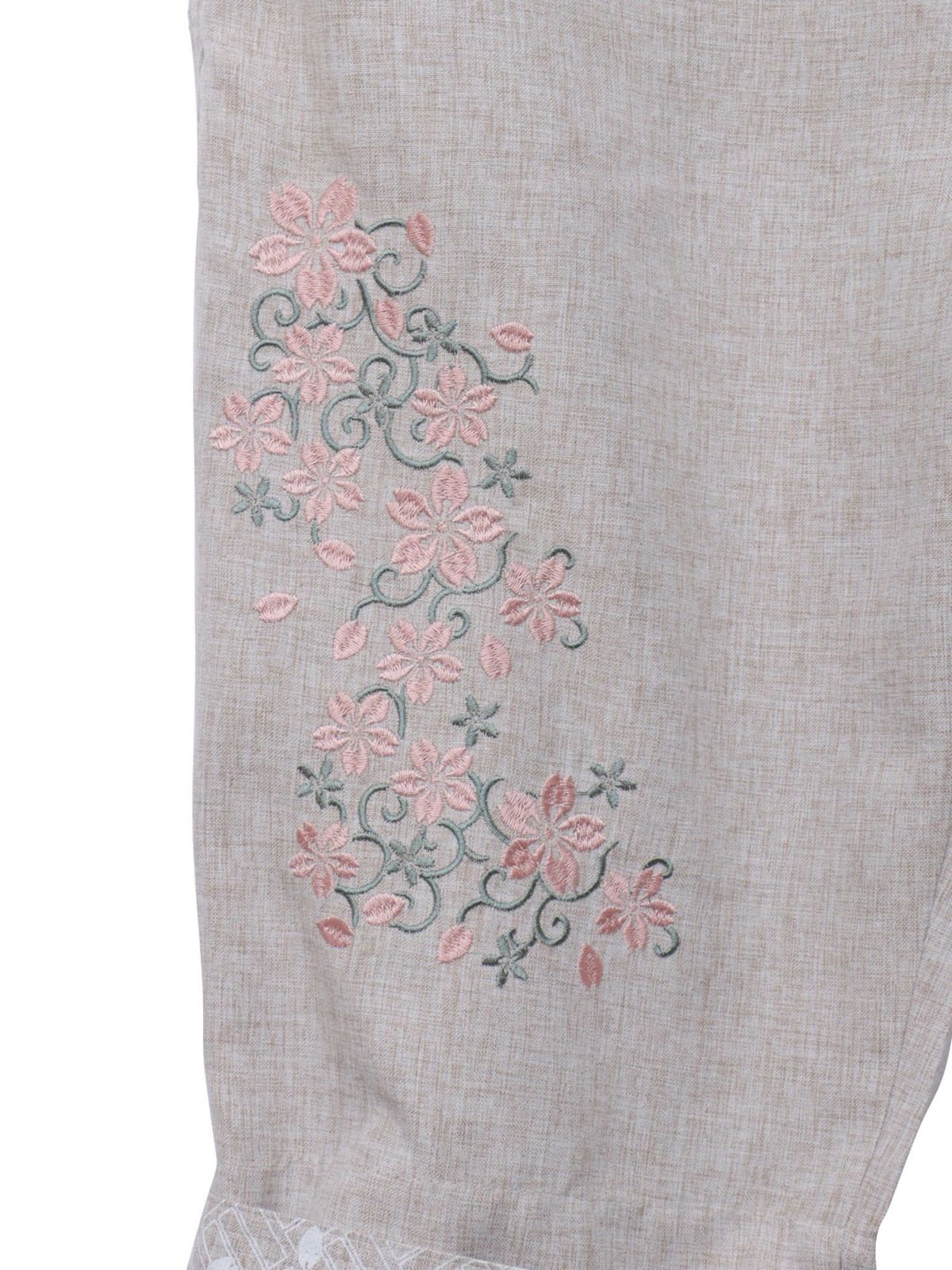 【雅結】桜唐草刺繍シャンブレー素材クロップドパンツ