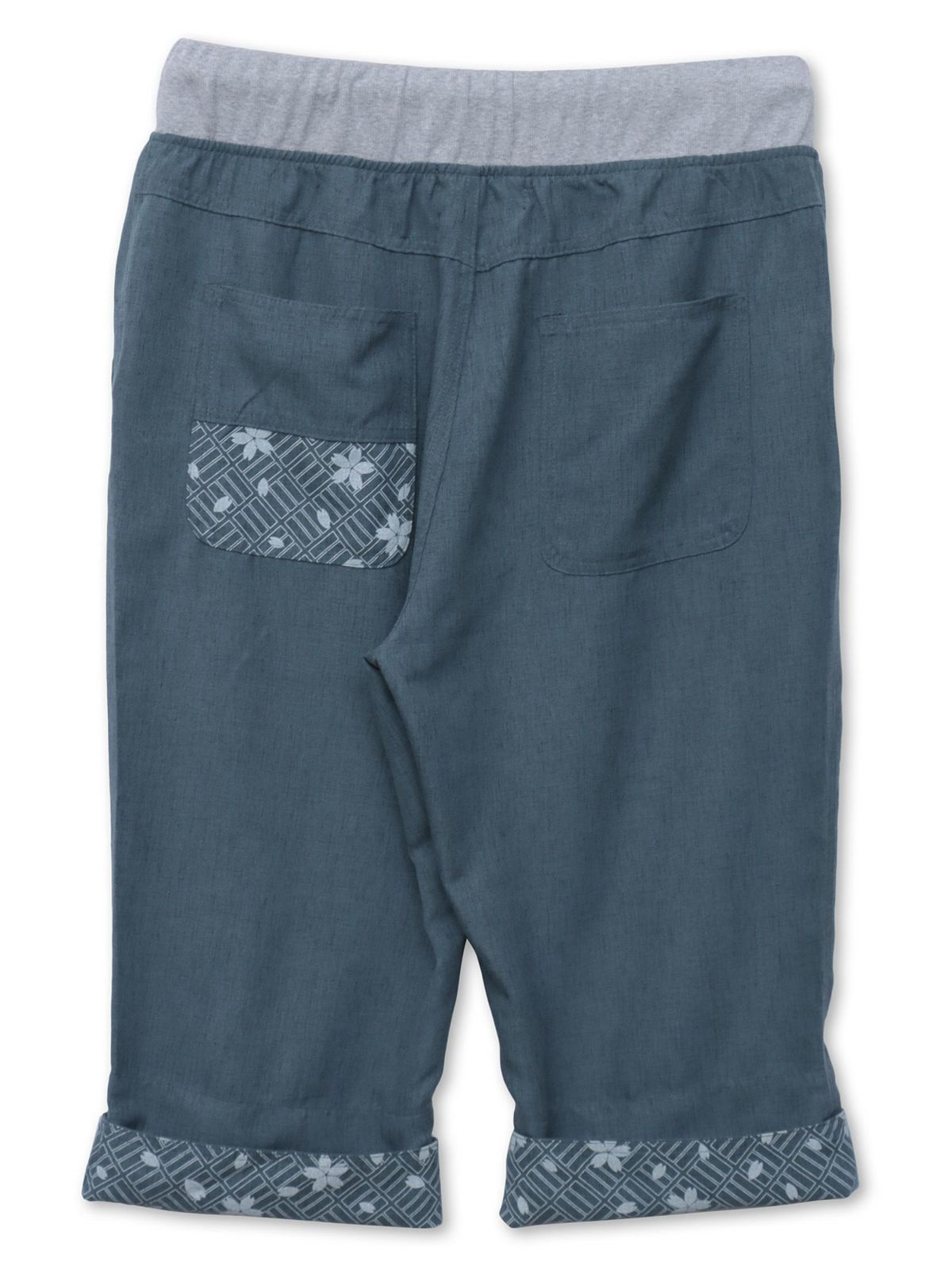 【雅結】桜唐草刺繍シャンブレー素材クロップドパンツ