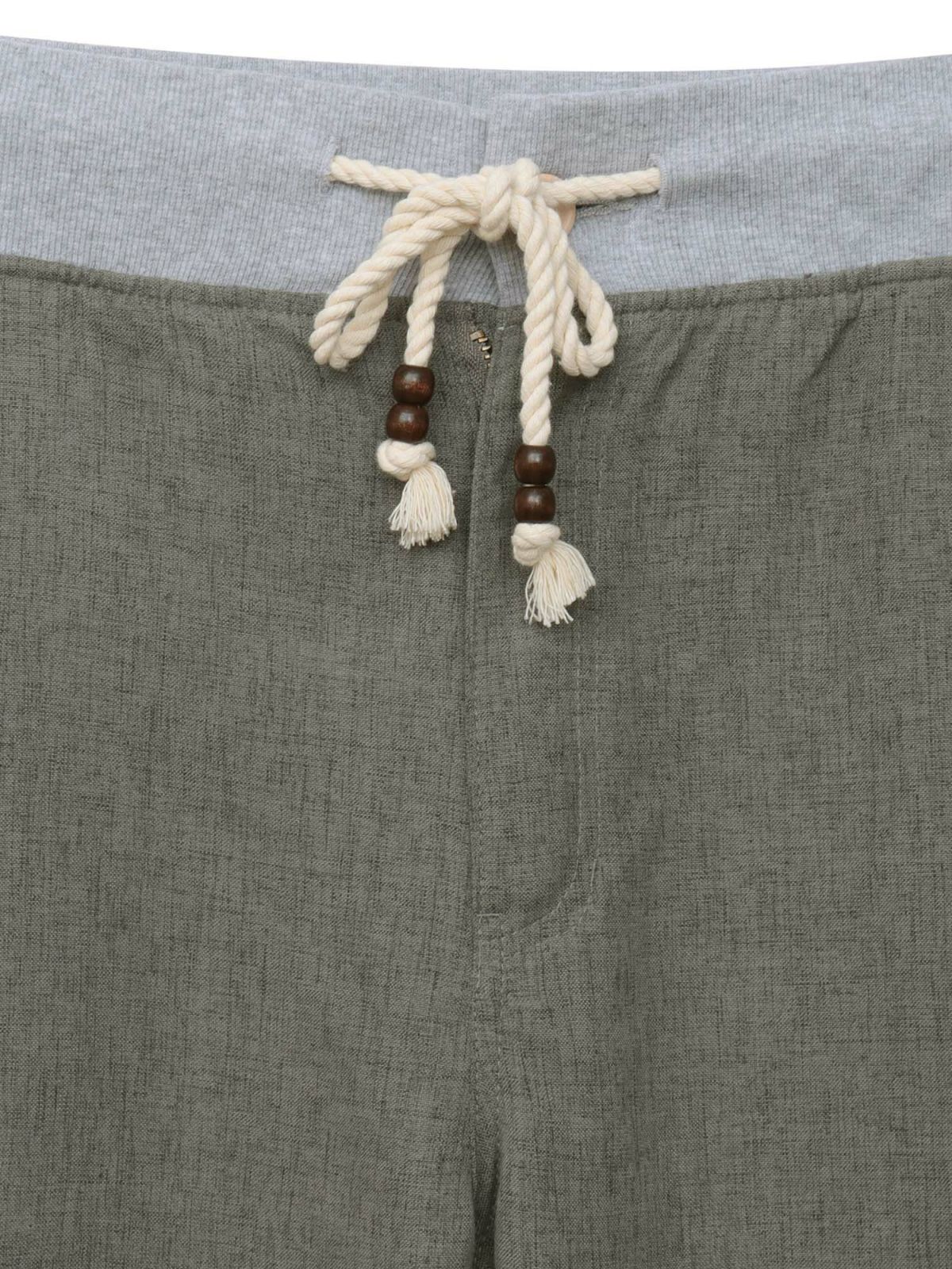 【雅結】桜唐草刺繍シャンブレー素材クロップドパンツ