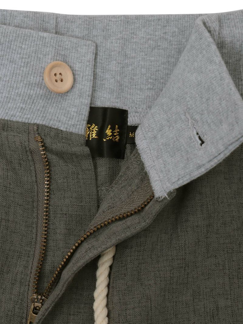 【雅結】桜唐草刺繍シャンブレー素材クロップドパンツ