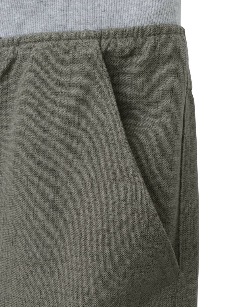 【雅結】桜唐草刺繍シャンブレー素材クロップドパンツ