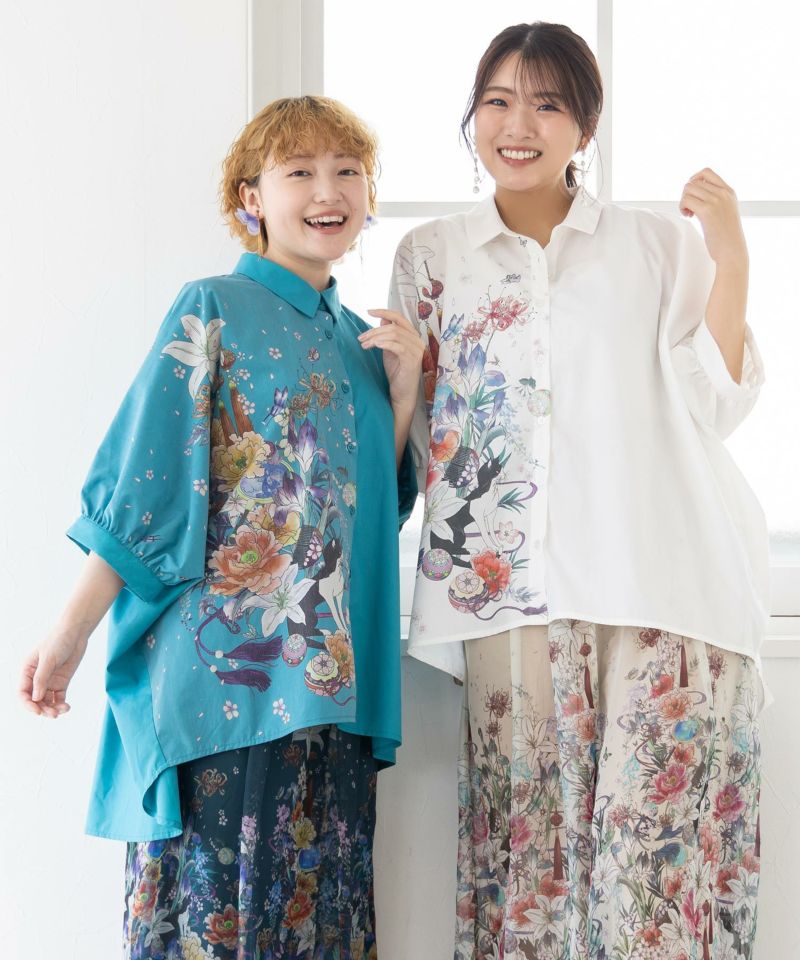 【雅結×iS ScoLar】コラボ 和風花柄シャツ
