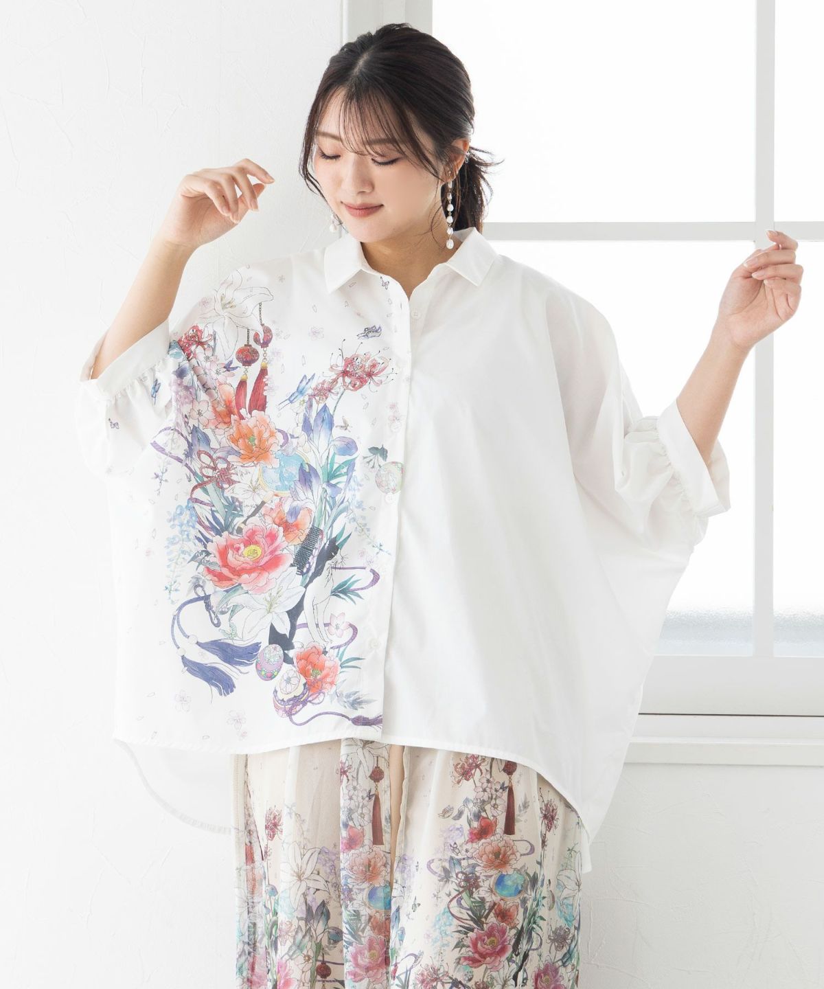 【雅結×iS ScoLar】コラボ 和風花柄シャツ