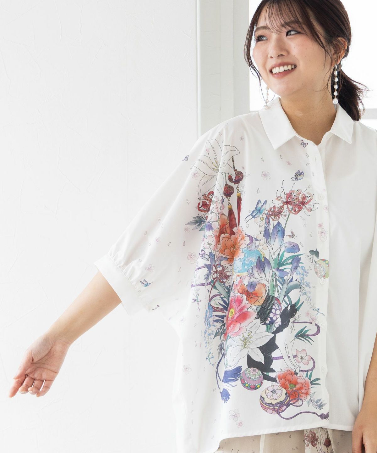 【雅結×iS ScoLar】コラボ 和風花柄シャツ