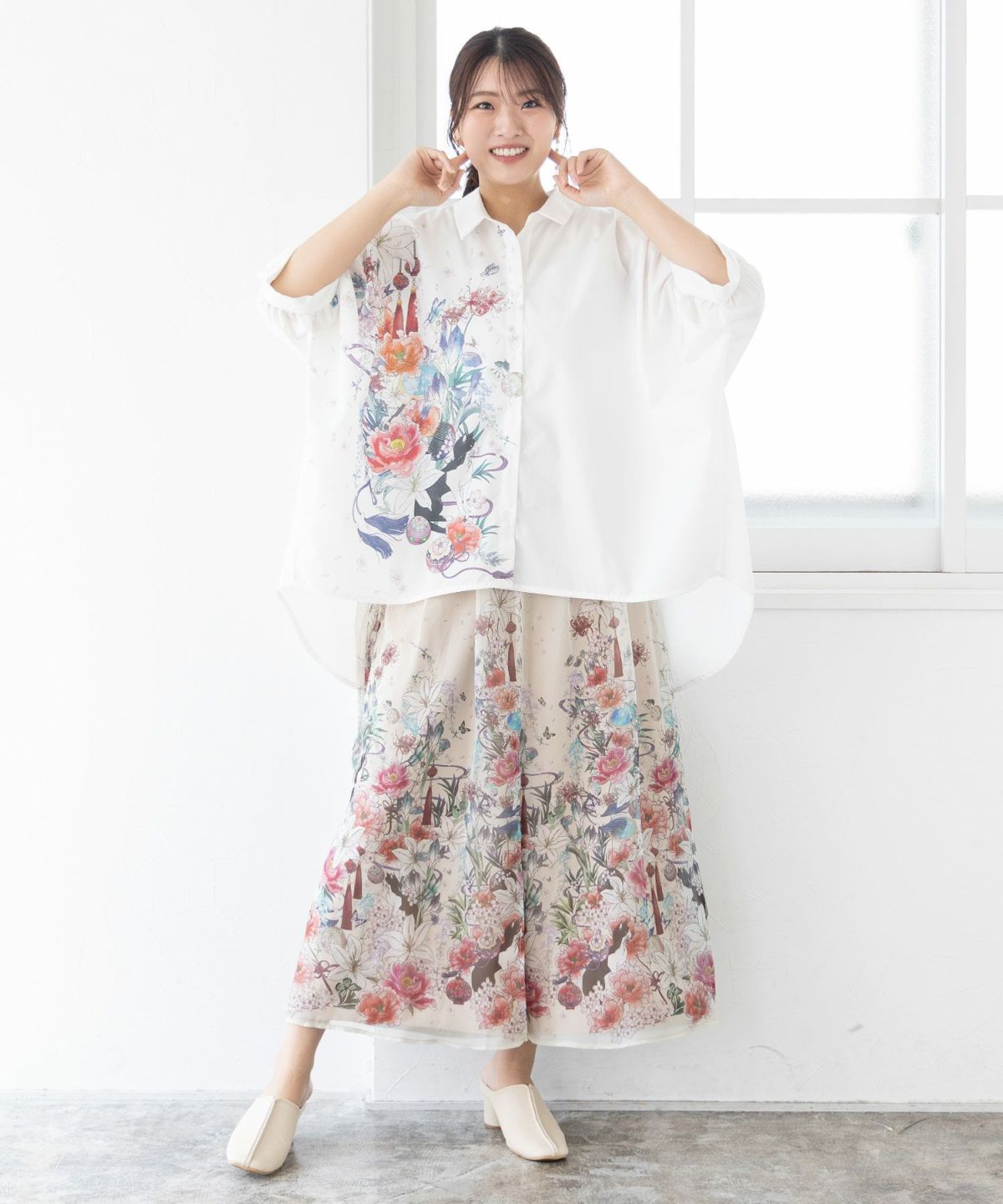 【雅結×iS ScoLar】コラボ 和風花柄シャツ