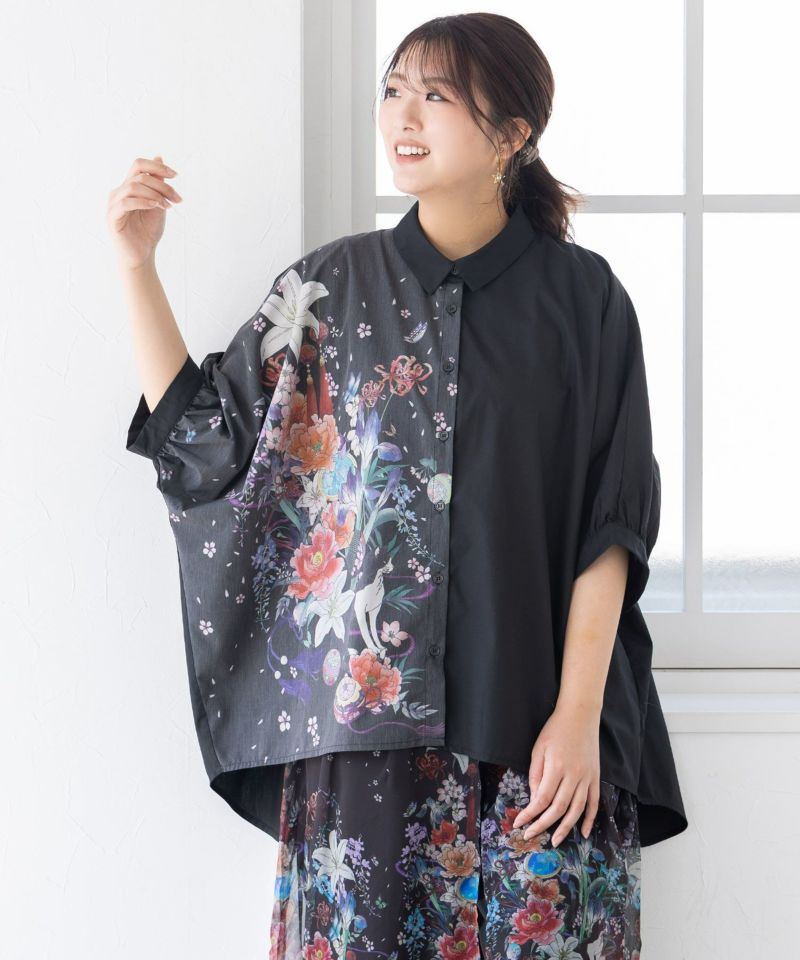 【雅結×iS ScoLar】コラボ 和風花柄シャツ