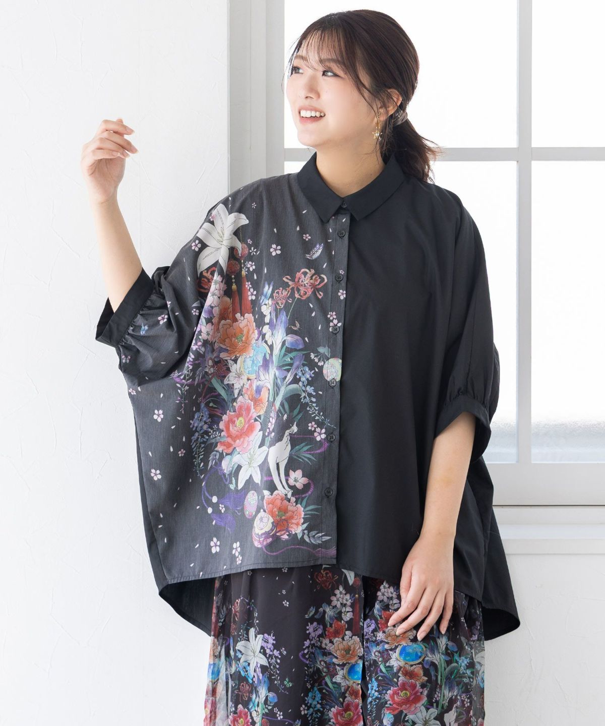 【雅結×iS ScoLar】コラボ 和風花柄シャツ