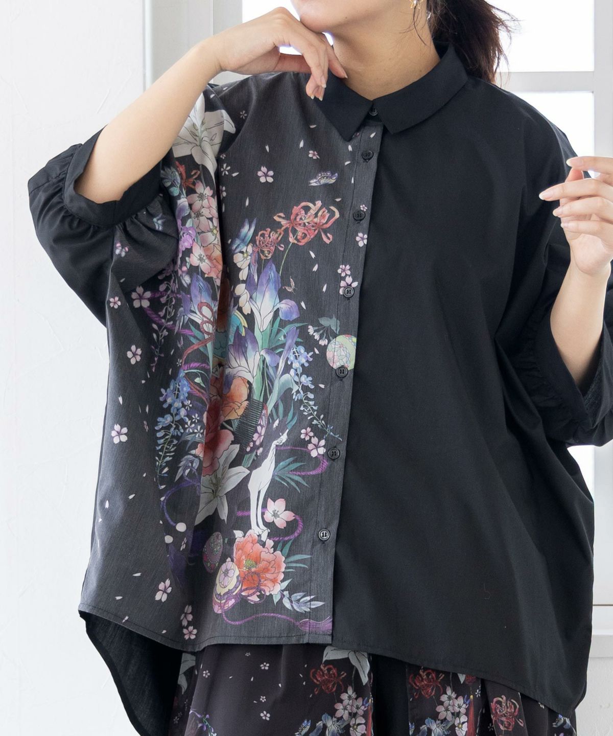 【雅結×iS ScoLar】コラボ 和風花柄シャツ