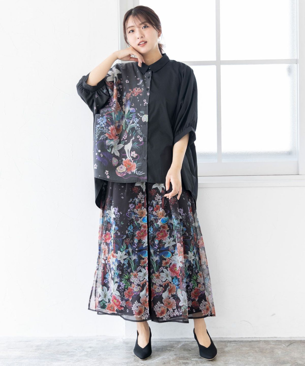 【雅結×iS ScoLar】コラボ 和風花柄シャツ