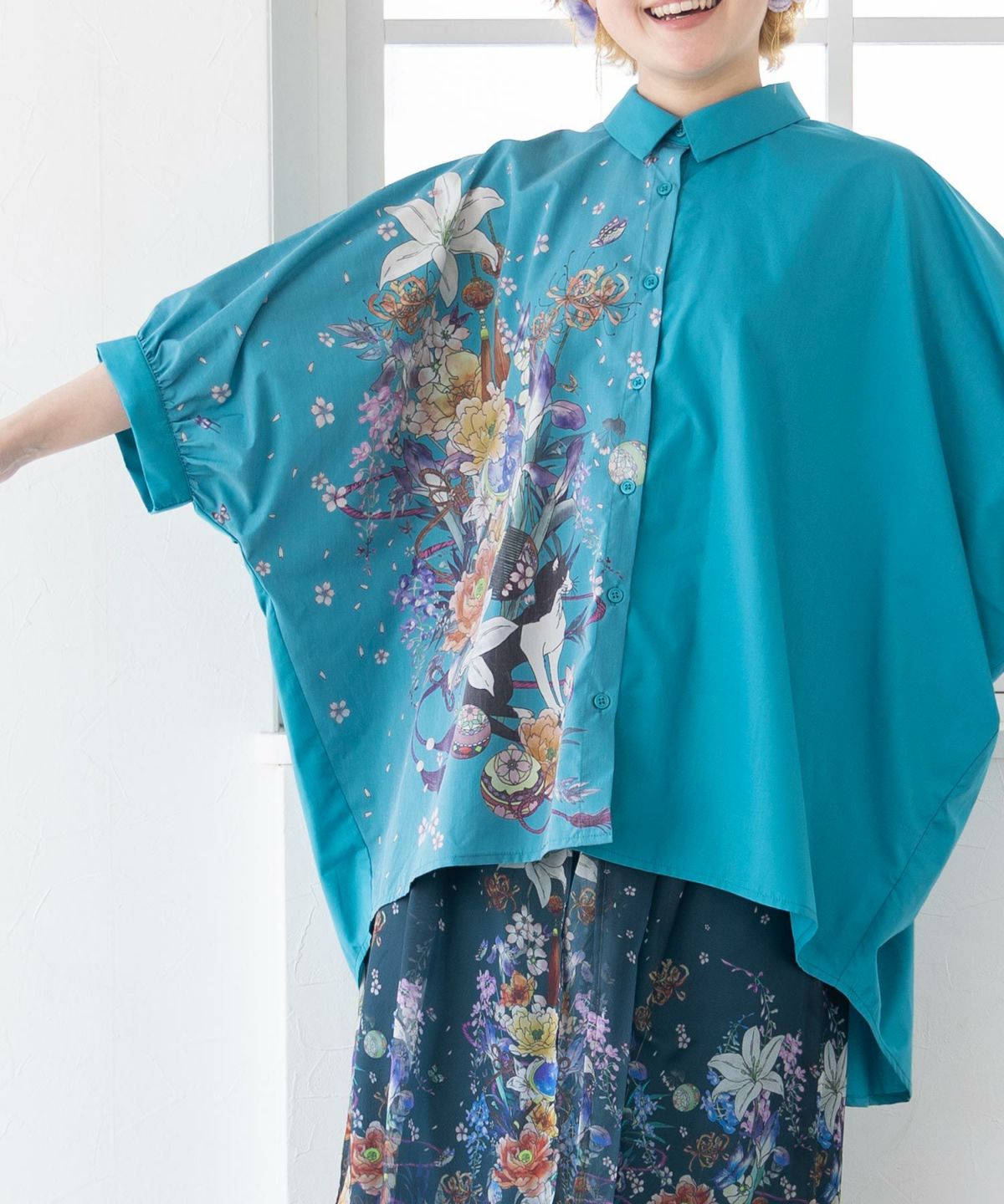 【雅結×iS ScoLar】コラボ 和風花柄シャツ