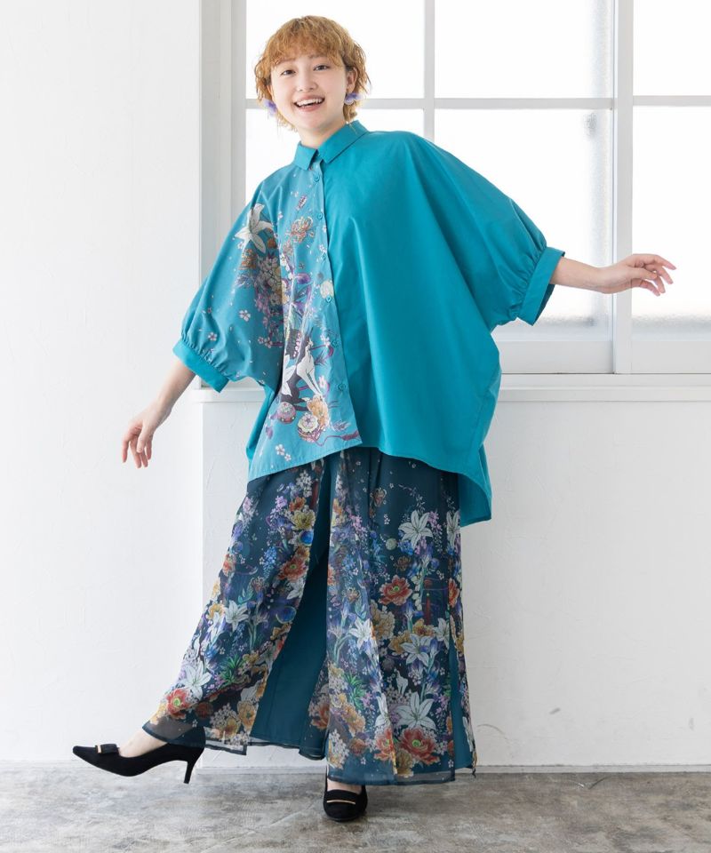 【雅結×iS ScoLar】コラボ 和風花柄シャツ