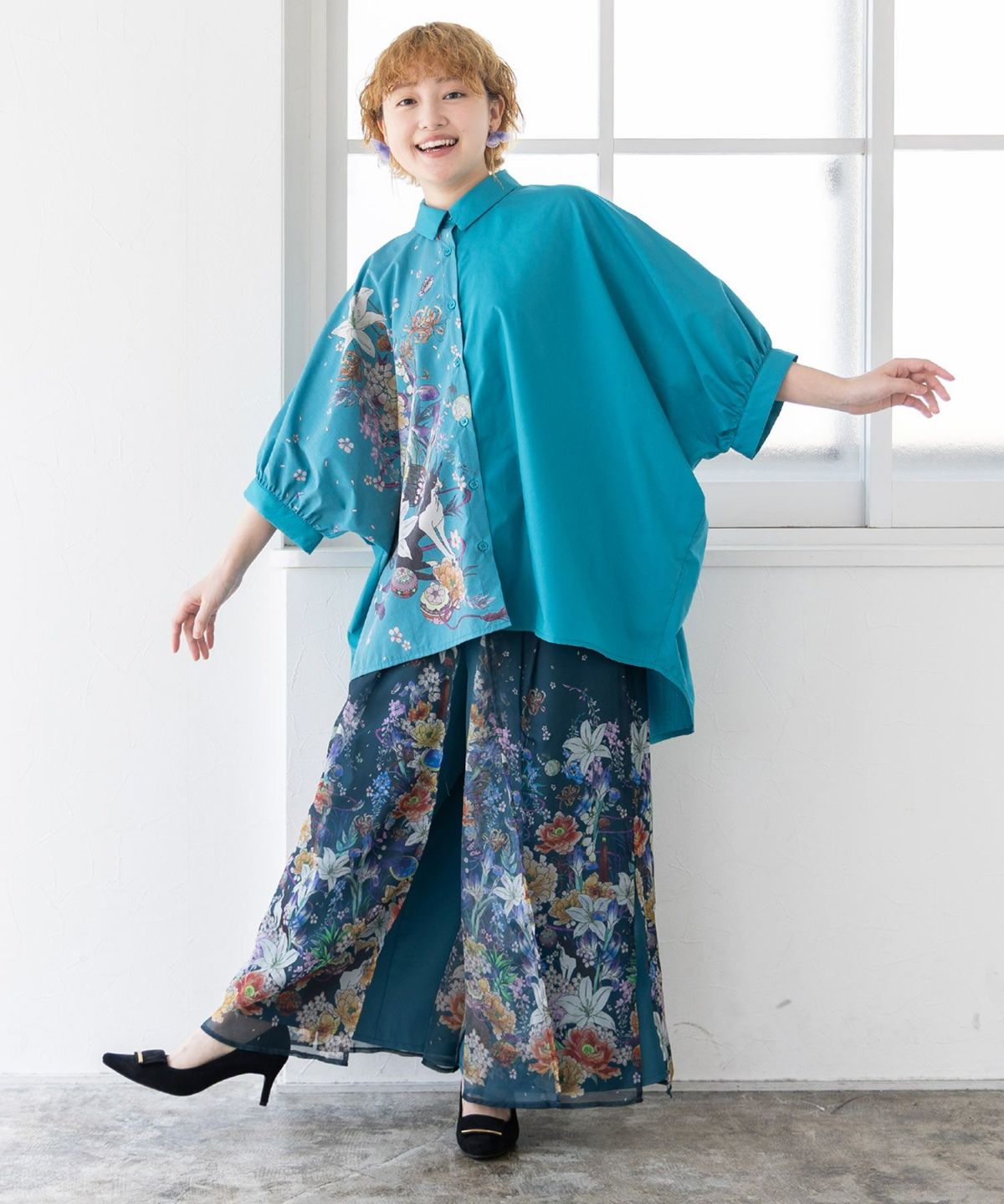 【雅結×iS ScoLar】コラボ 和風花柄シャツ