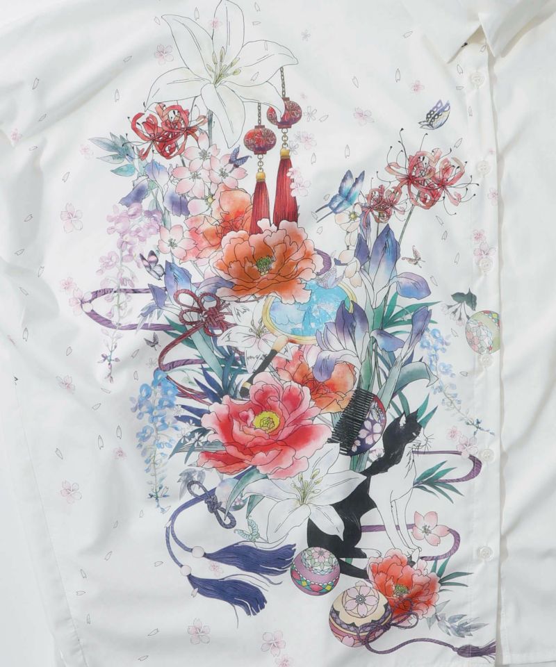 【雅結×iS ScoLar】コラボ 和風花柄シャツ